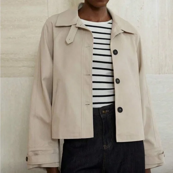 Cream tie belted French coat jacket, fully lined - Picture 5 of 6